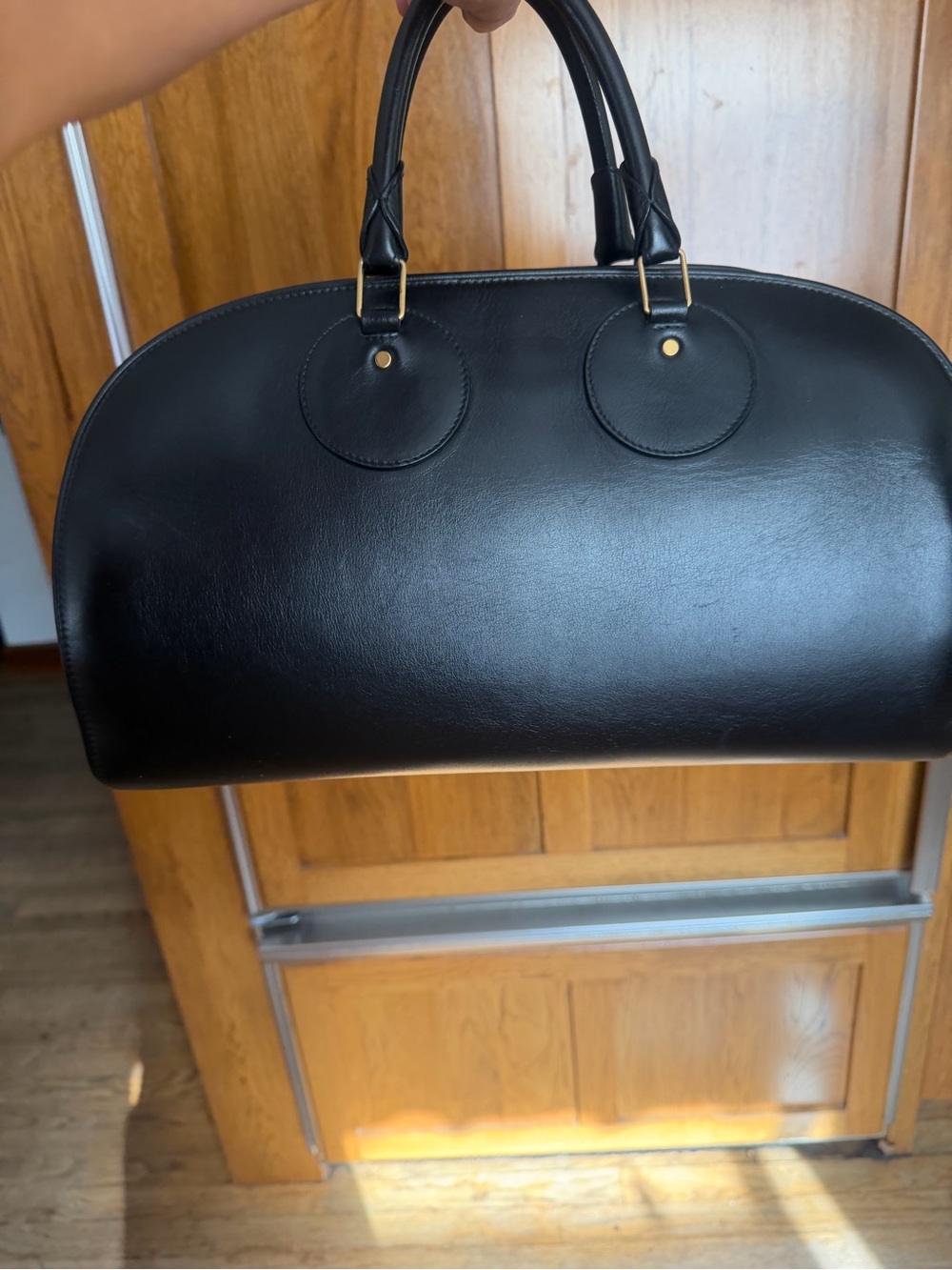 PROENZA SCHOULER Black Leather Satchel Handbag with Gold Hardware - Picture 2 of 16